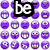purple pixelated faces with varied expressions, overlaid by black text reading 'be' and 'yourself'