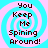 Four identical pixelated display text over a cyan and pink spiral background with no visible animation changes