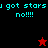 Pixelated text and star symbols on split black-red background with cyan lettering.