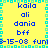 Pixelated yellow background with cyan border, displaying repeated blue text names and date strings in a
