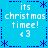 Blue background with repeated white text 'its christmas timee!' and '<3' symbols, bordered by blue asterisks and dotted lines.