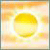 A pixelated circular icon with a yellow top and white bottom, set against a light orange and white gradient background.