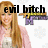 A pixelated image of a woman with long blonde hair wearing a pink cardigan over a white top, with text overlays and a star-shaped graphic in the background.