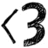 Black <3 symbol with pixelated texture on white background, partially cropped on right side by gray rectangle.