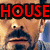 A four- shows a man's face with text overlays: 'HOUSE' in red, 'IS' in cyan, and 'COOL' in green, with the bottom-right empty