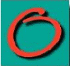 Red circular outline on teal background with subtle shadow effect, animated to rotate clockwise through