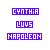 pixelated text icons in purple and pink with a small photo of a person on the right, showing color variations across repeated names