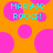 Pixelated orange background with pink circles and cyan text reading "MARYJO ROCKS!" in two identical sections.
