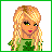 Animated contact sheet of 11 pixel art frames showing a blonde character in green clothing with St. Patrick's Day motifs, rainbow, and text elements like "Kiss me." and "I'm Irish" on white backgrounds with green borders.