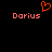 Pixelated red text 'Darius' appears twice on a black background with a red heart symbol above the left text.