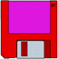 Red and purple pixelated icon with a sliding mechanism, showing two states: one with a solid purple rectangle and another with scattered purple dots.
