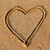 A pixelated heart shape outlined in dark brown on a light tan background with subtle gradient variations.