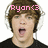 Pixelated image of a person with brown hair wearing black clothing, mouth open in an expression, pink text overlay reading "Ryon<3" above the head.