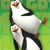 Pixelated image of two penguins standing side-by-side on a green background, one larger penguin positioned behind a smaller penguin.