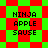 Pixelated text 'NINJA APPLE SAUSE' on red and green checkered background with diamond-shaped pattern variations.