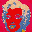 pixelated faces with varying hair colors and skin tones, each face displayed in a separate against solid-colored backgrounds