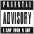identical black-and-white 'PARENTAL ADVISORY' labels with repeated text 'I SAY PUCK A LOT', arranged in a pattern on a gray background