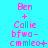 A static image with cyan background displaying repeated pink text strings in three , each containing 'Ben + Callie bfwa-cmmeo' variations with punctuation changes