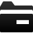Black folder icon with a white horizontal bar and a white rectangle on the lower right, set against a light gray background.