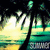 Pixelated landscape with dark tree silhouettes against a gradient sky transitioning from yellow to green, featuring scattered light patches and a central vertical black shape.