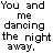 A 4x3 contact sheet of animated frames showing pixelated text lyrics with pink highlighted words on a white background, displaying sequential changes in the phrase "swept away..." and "slowdance".