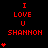 Red pixelated text "I LOVE U SHANNON" on black background with red heart symbols varying in quantity and position across frames.