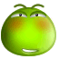 Green rounded character with antennae and blush, displaying three distinct facial expressions across a