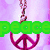 Animated icon with four distinct scenes: a pink peace symbol on purple background, a blue 'love' text on stone, two cartoon characters with a red heart, and a solid gray