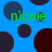 Blue background with dark circular shapes and green text reading 'nicole' in multiple positions.