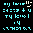 Pixelated cyan text on black background with a white heart symbol replacing the 'o' in 'heart', displaying multiple lines of affectionate phrases.