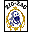 Animated pixel art of a yellow bear with blue eyes and a black nose, standing upright with arms slightly raised, wearing a yellow shirt, on a white background.