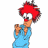 A 48x48 pixel animated buddy icon featuring a cartoon character with red spiky hair and blue clothing on the left, next to green text reading "Original Icons .com" on a dark green background on the right.