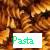 Static 50x50 pixel buddy icon featuring a white rectangular sign with green text reading "Pasta" against a blurred brown and orange background.