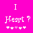 Pixelated pink background with white text 'I Heart?' and five heart symbols below, where the third symbol changes from light pink to white between frames.