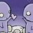 Two cartoon figures with large round heads, one holding a pink heart, the other with a red heart, against a purple background with a small house.