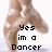 A four- pixelated image of a person's legs in a ballet pose with overlaid text stating 'Yes im a Dancer', 'I was born to live this life', 'I did not chose it', and a blank