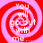 Four identical spiral-patterned with red and pink concentric circles, each containing white text reading 'You will go out with me...' in a pixelated font