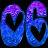 Pixelated blue and purple text "OH03" with heart-shaped cutouts on a black background, displayed as two frames in a contact sheet layout.