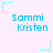 Light purple background with repeating cyan text "Sammi Kristen" and small star-shaped icons in a pattern