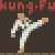 Pixel art of a martial artist in white uniform performing a high kick, with red text above on dark background.