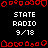 Pixelated red and white graphic with repeating text elements and numerical indicators on a black background.