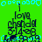 Green background with cyan pixelated borders and repeated text 'i love chanda 5/4/08' in dark blue, arranged in a pattern