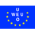 Static pixel art icon featuring a blue background with yellow squares arranged in a circle around white text reading "WEU" vertically and horizontally, forming a cross-like pattern.