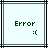 Pixelated green text 'Error' and ':(' on light blue background with black and gray lines