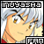 Pixelated anime-style character with silver hair and brown eyes, wearing red clothing, displayed in a side-by-side comparison of two expressions.