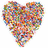 A pixelated heart composed of multicolored squares next to black text reading 'love is everywhere! <3' on a white background.