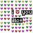 A grid of small Y-shaped icons in various colors with two black text blocks reading 'i love you' and 'alot' overlaid on the right side.