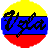 Six circular icons with yellow, blue, and red horizontal stripes display the word 'Vzla' in black script, arranged in two of three on a gray background