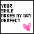 A contact sheet of 10 animated frames showing a static text-based buddy icon with pixelated pink hearts, arranged in a 4x3 grid with one empty cell.