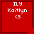 Red square icon with white text 'ILY Kaitlyn <3' and a black heart in top-right corner.